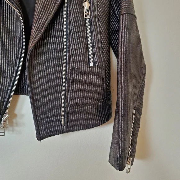 Veronica Beard Metallic Pinstripe Moto Jacket - Size 2 - Picture 13 of 16